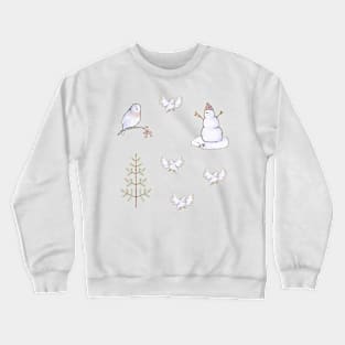 Snowman, birds and pine sticker pack Crewneck Sweatshirt